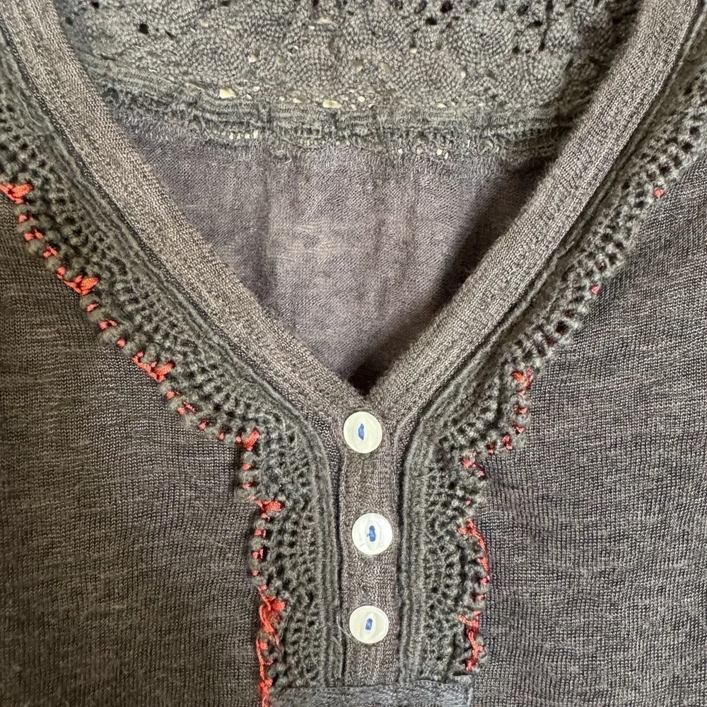Free People Siesta‎ Fiesta Long Sleeve Boho Y2K Embroidered Top Size Small